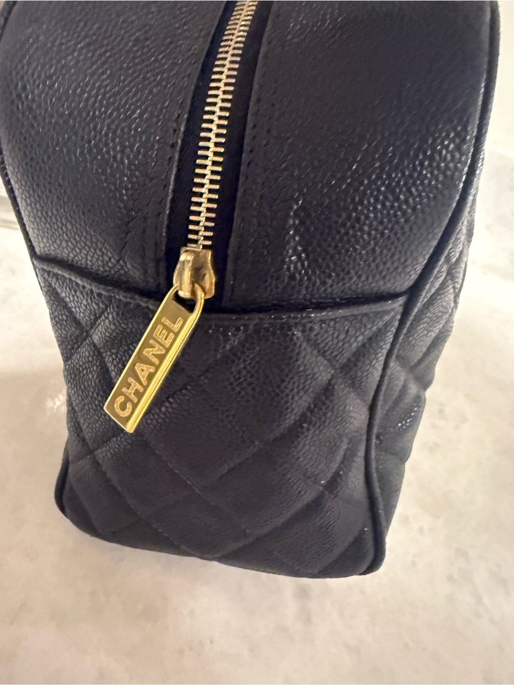 CHANEL Black Quilted caviar Leather Satchel with Top Handles bowling bag - Picture 3 of 9